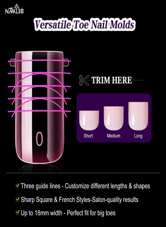 NMKL38 120pcs Press on Toenails, Toe Nail Press Ons for Women, Pink Full Cover Toe Nail Tips Fake Acrylic Toenails For Nail Extensions 12 Sizes - Image 3